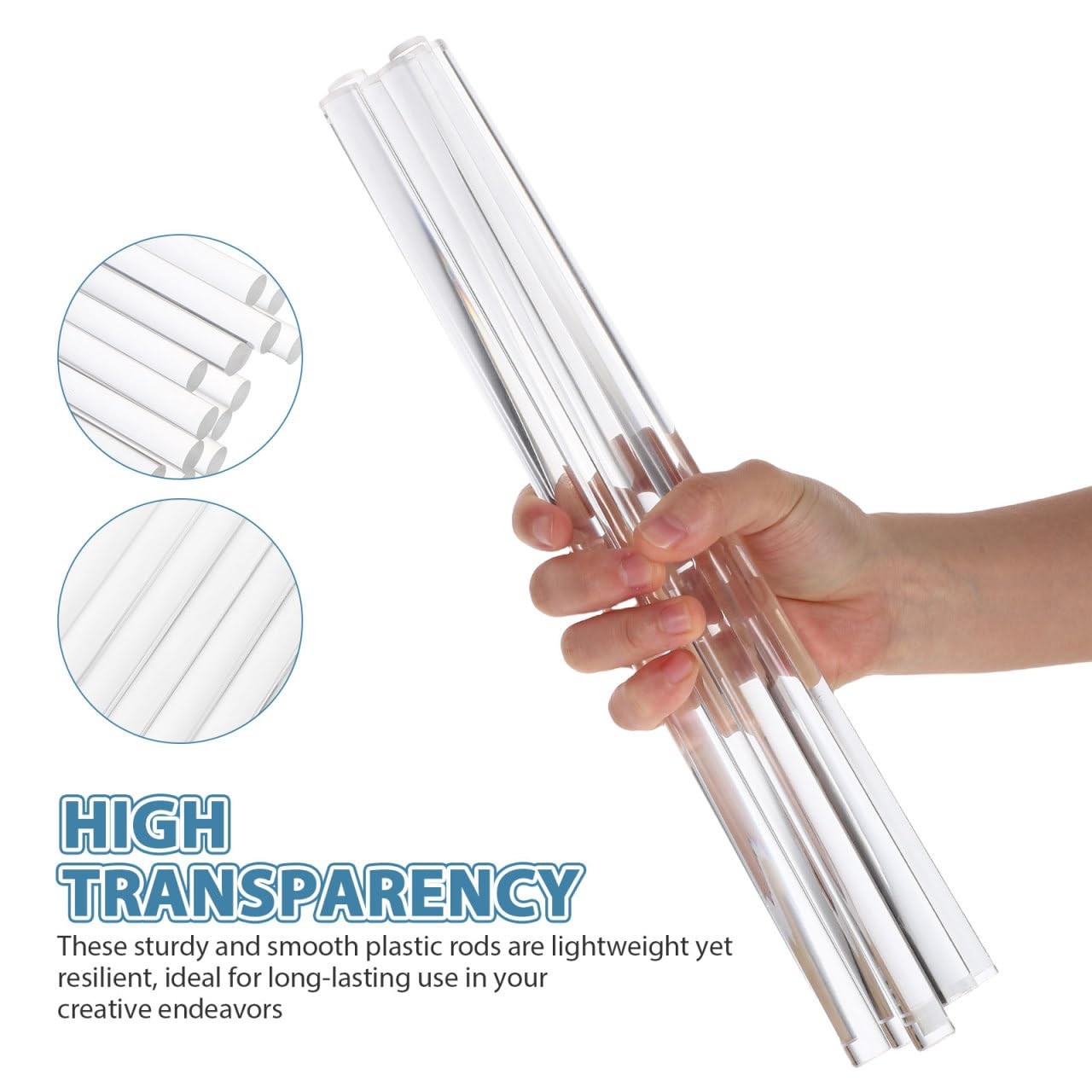 15 PCS 0.5 In Dia x 12 In Clear Round Acrylic Plastic Dowel Rods Sticks