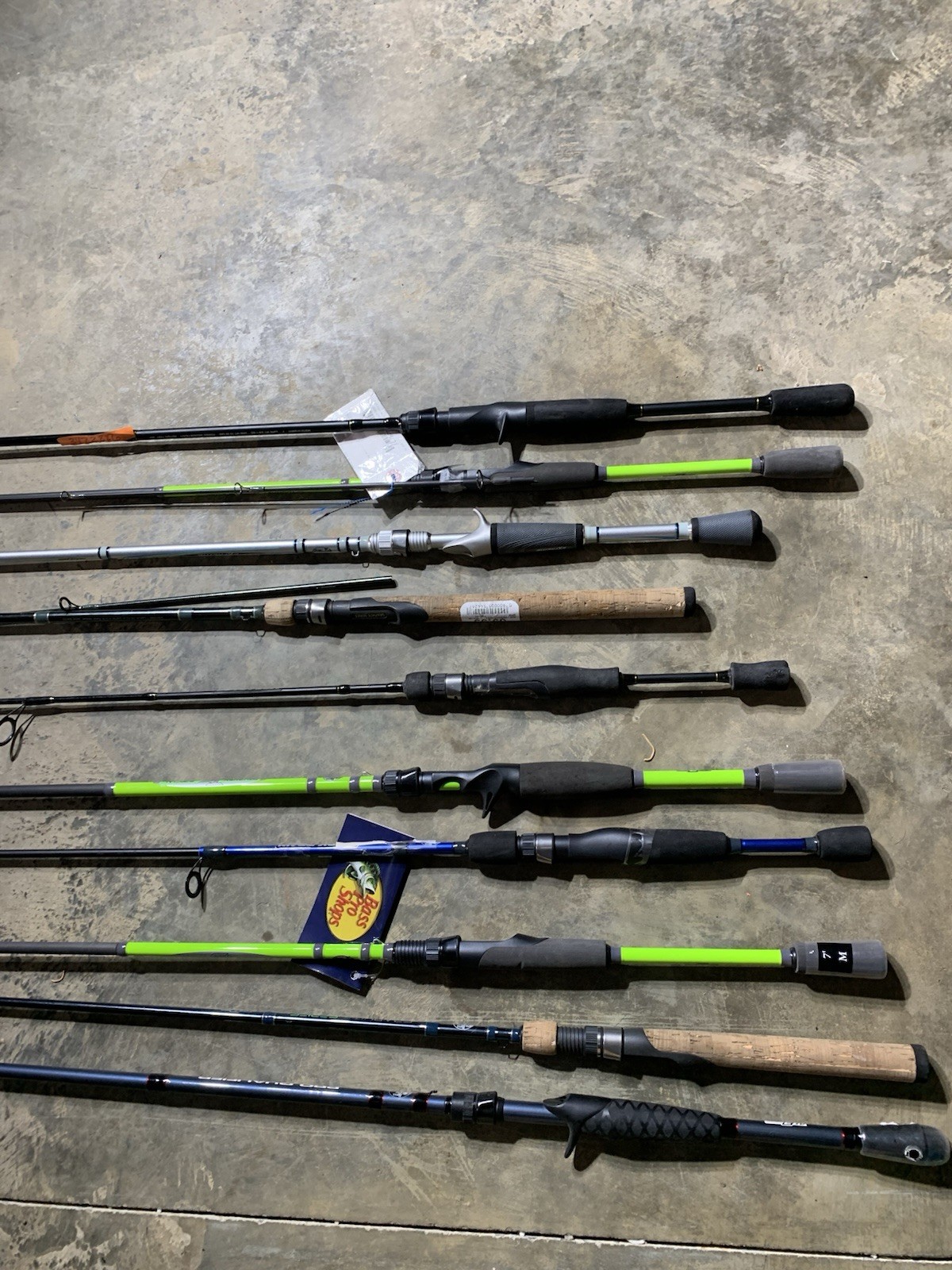 LOT OF 10 BASS PRO SHOPS FISHING RODS (BROKEN)