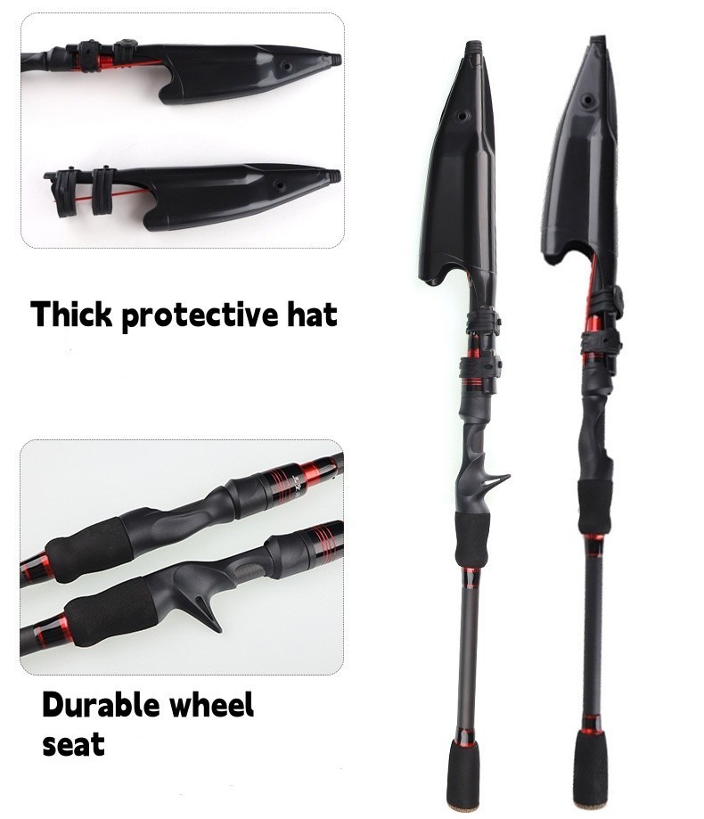 Telescopic Fishing Rod 7′ Baitcast Lure Rod Carbon Fiber Spinning Casting Travel