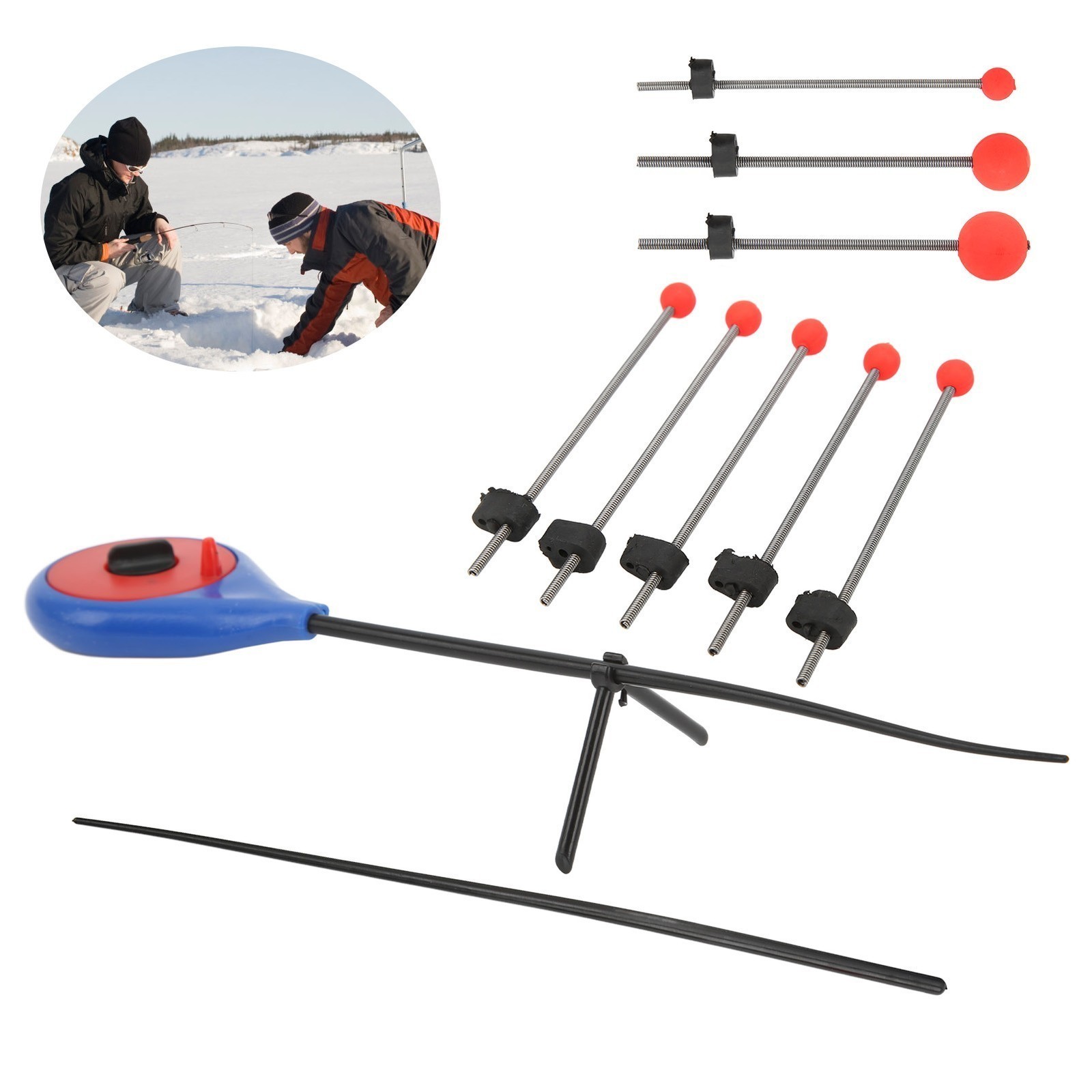 5pcs Ice Fishing Pole End Extension Section Rods Pole End Tip with Rod