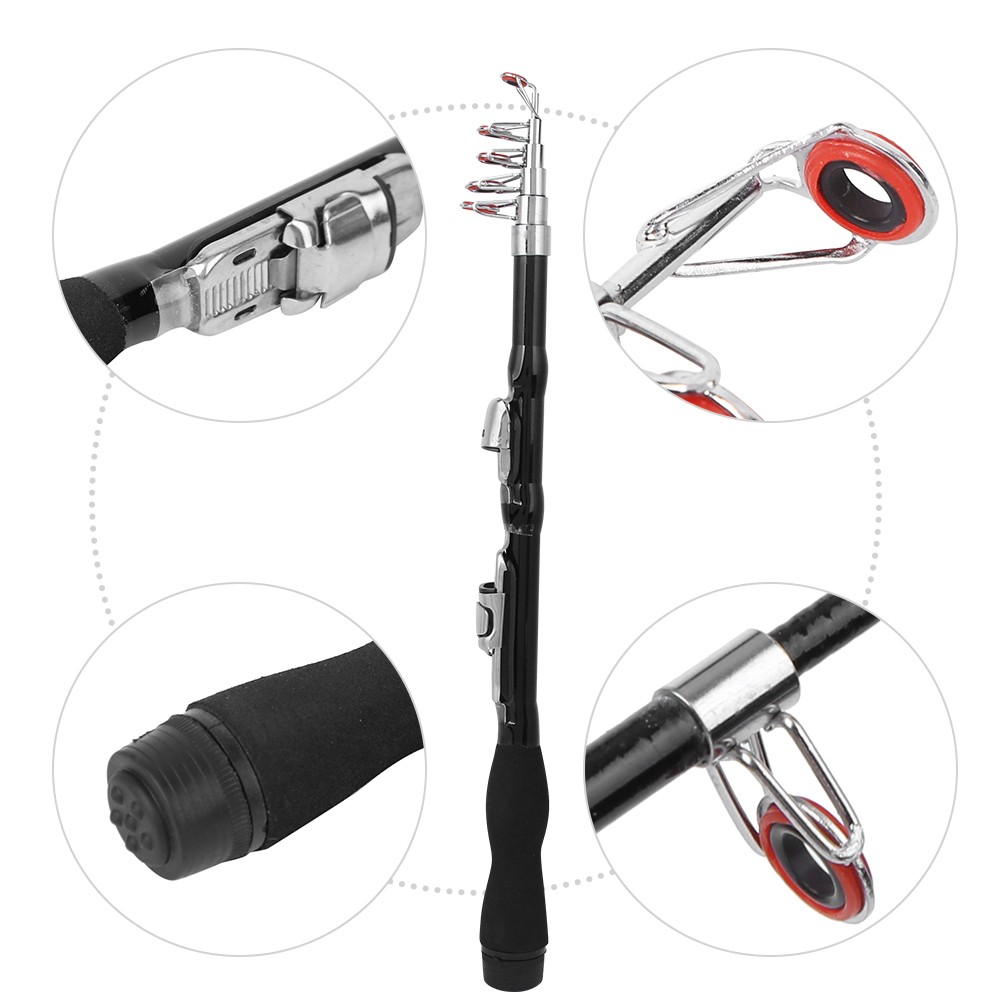 Mini Portable Fishing Rod Ultra-Short Travel Design Lightweight Glass Fiber
