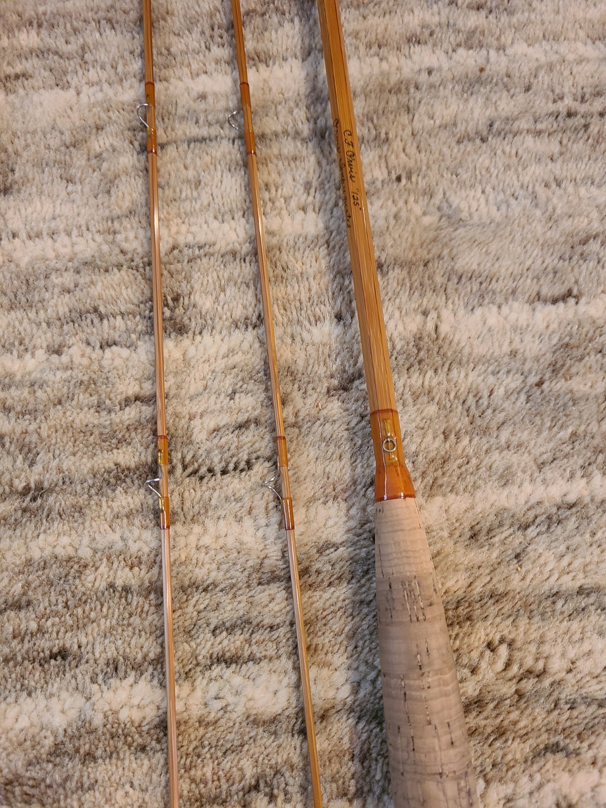 C.F. Orvis “125” Impregnated Bamboo Fly Rod. 8′ . 6wt. W/ Tube & Sock.