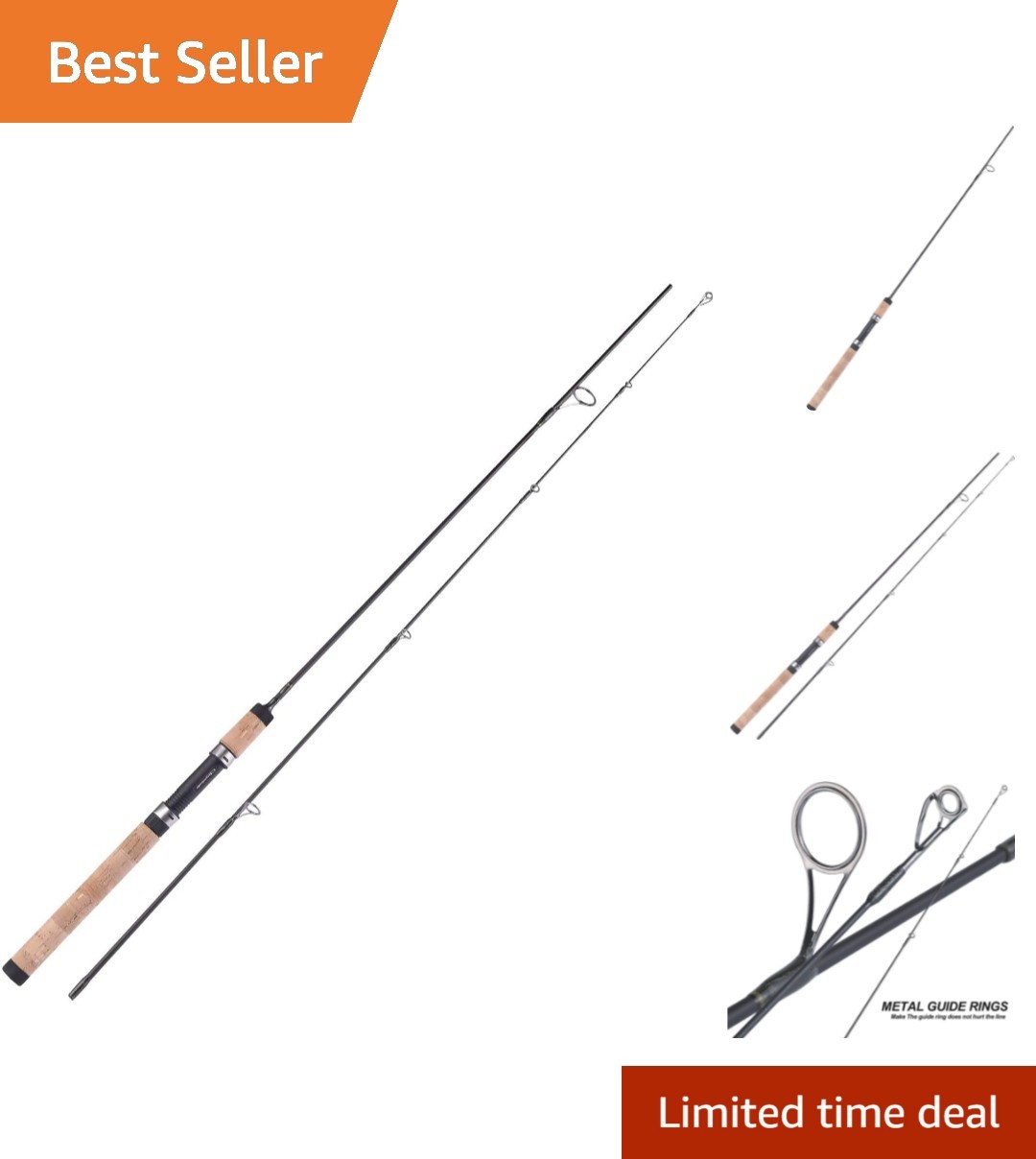 Cork Handle 6′ Ultra Light Spinning Fishing Rod – Durable Graphite Build