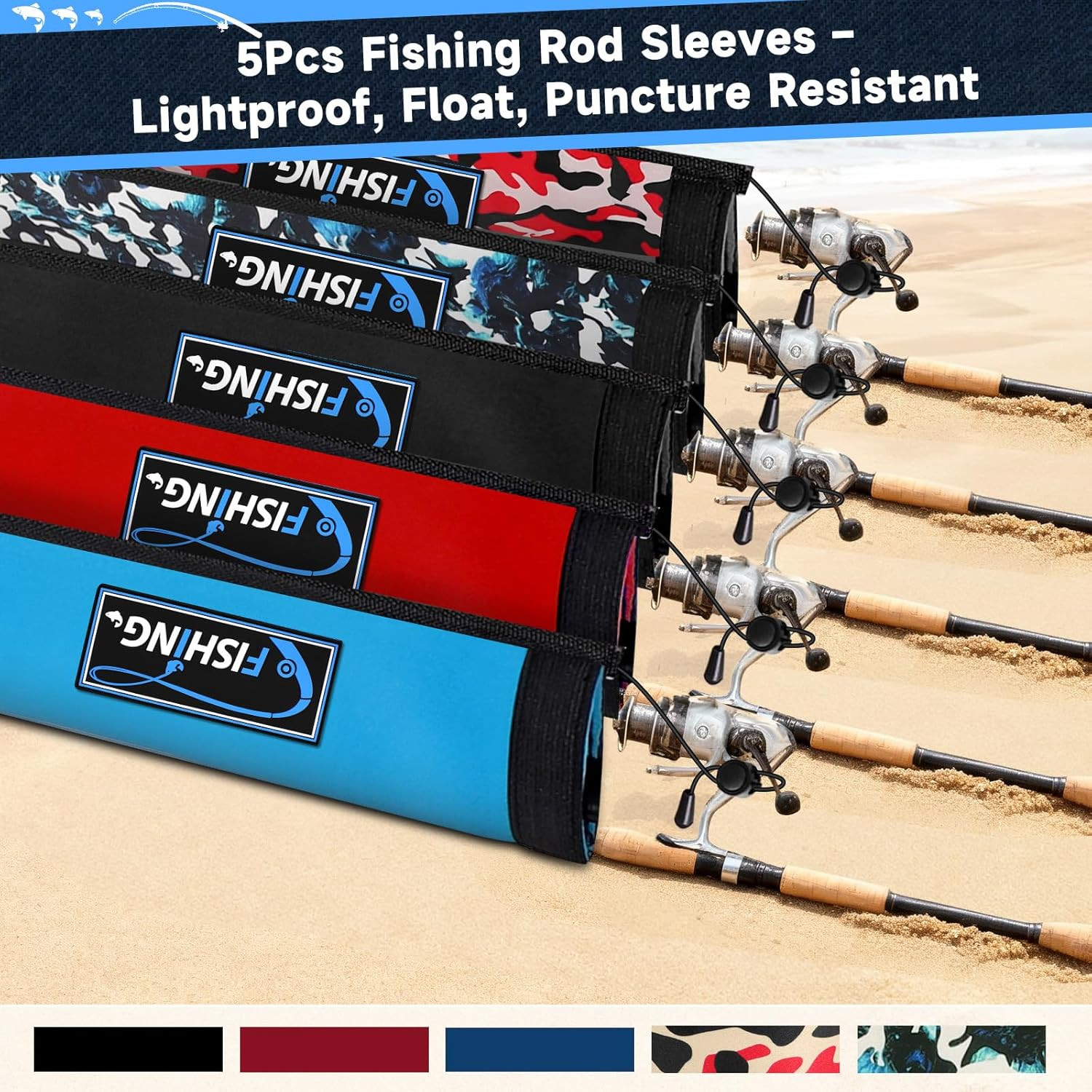 Neoprene Fishing Rod Sleeves for Casting, Spinning, Trolling Pole – Protective C