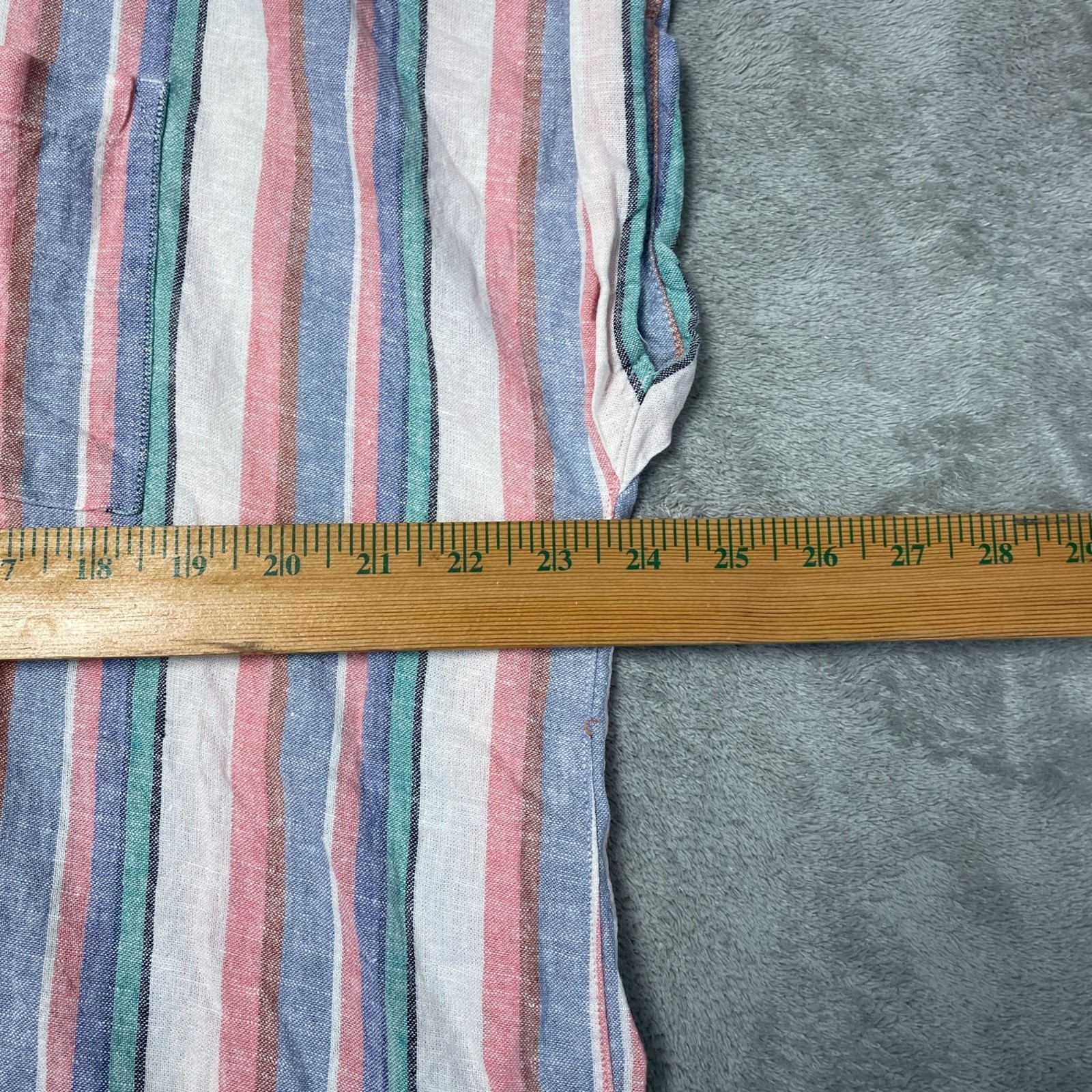 NWOT Orvis Women’s XL Button-Up Shirt Striped Linen Blend Short Sleeve i1992