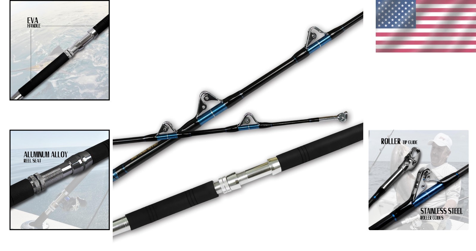 5’1″ One-Piece Heavy Trolling Rod – Stainless Steel Guides for Maximum Control
