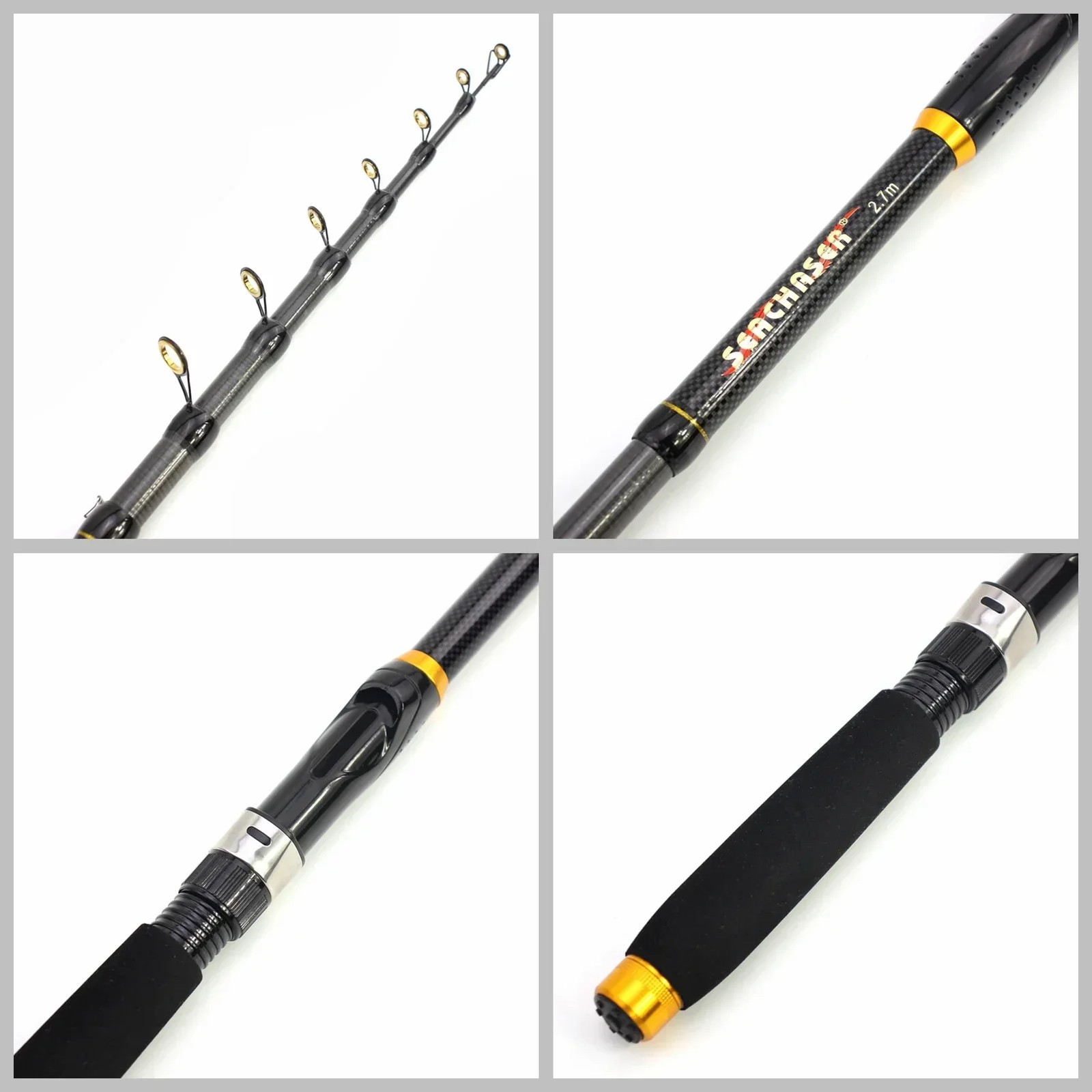 Carbon Fiber Fishing Rod Short Pocket Portable Spinning Rod Lure Pole Telescopic