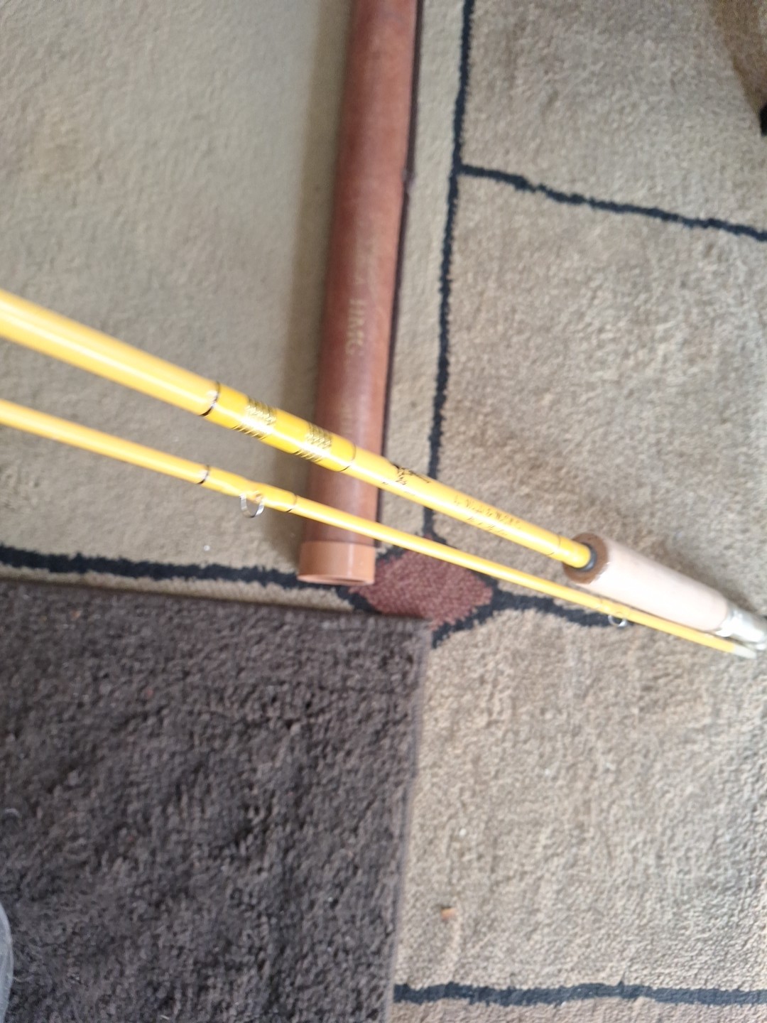 Awesome Eagle Claw Feather Light 7′ Fly Rod FL 300 6 Wt W/Tube Yellow 2 Pc Glass