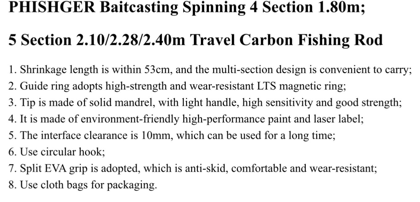 Travel Vacation Fishing Rod Sea Saltwater Freshwater Fishing Rods Cast & Spin