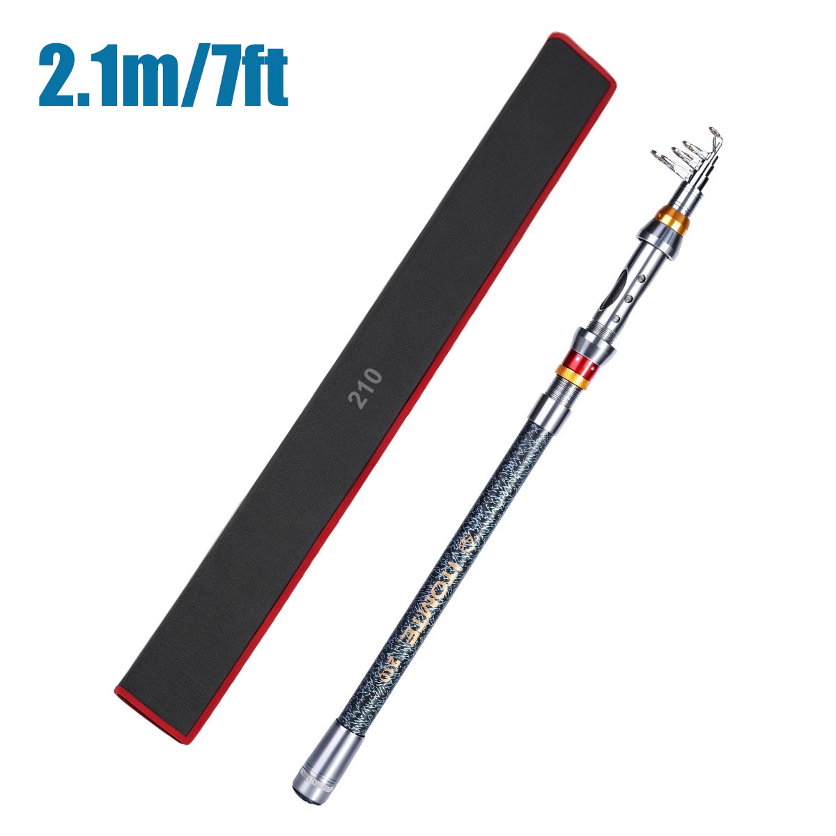 Carbon Fiber Telescopic Fishing Rod Sea Saltwater Freshwater Spinning Pole Brown