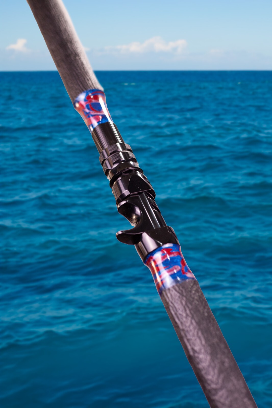 Custom Fishing Rod with Real Shark Skin Grips and Awesome Paint Job