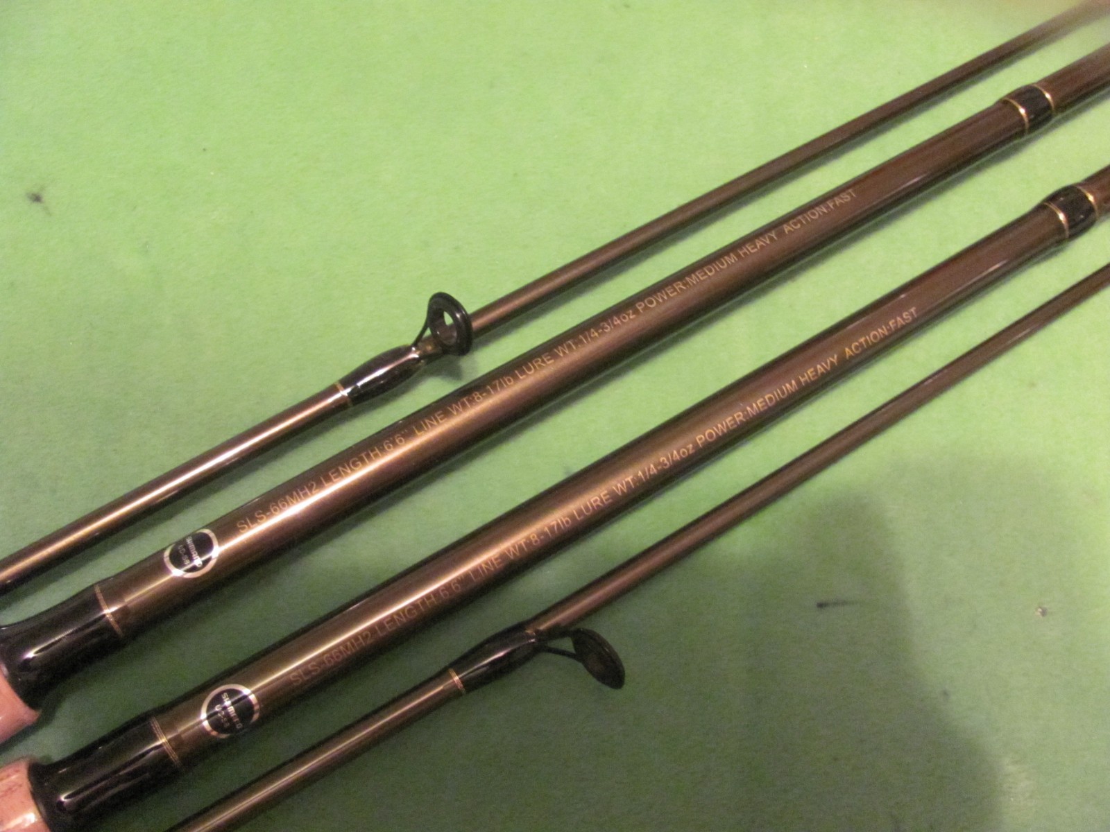 2) SHIMANO SOLARA 6′ 6″ Power Medium Heavy Action Fast 2-Piece Spinning Rods.