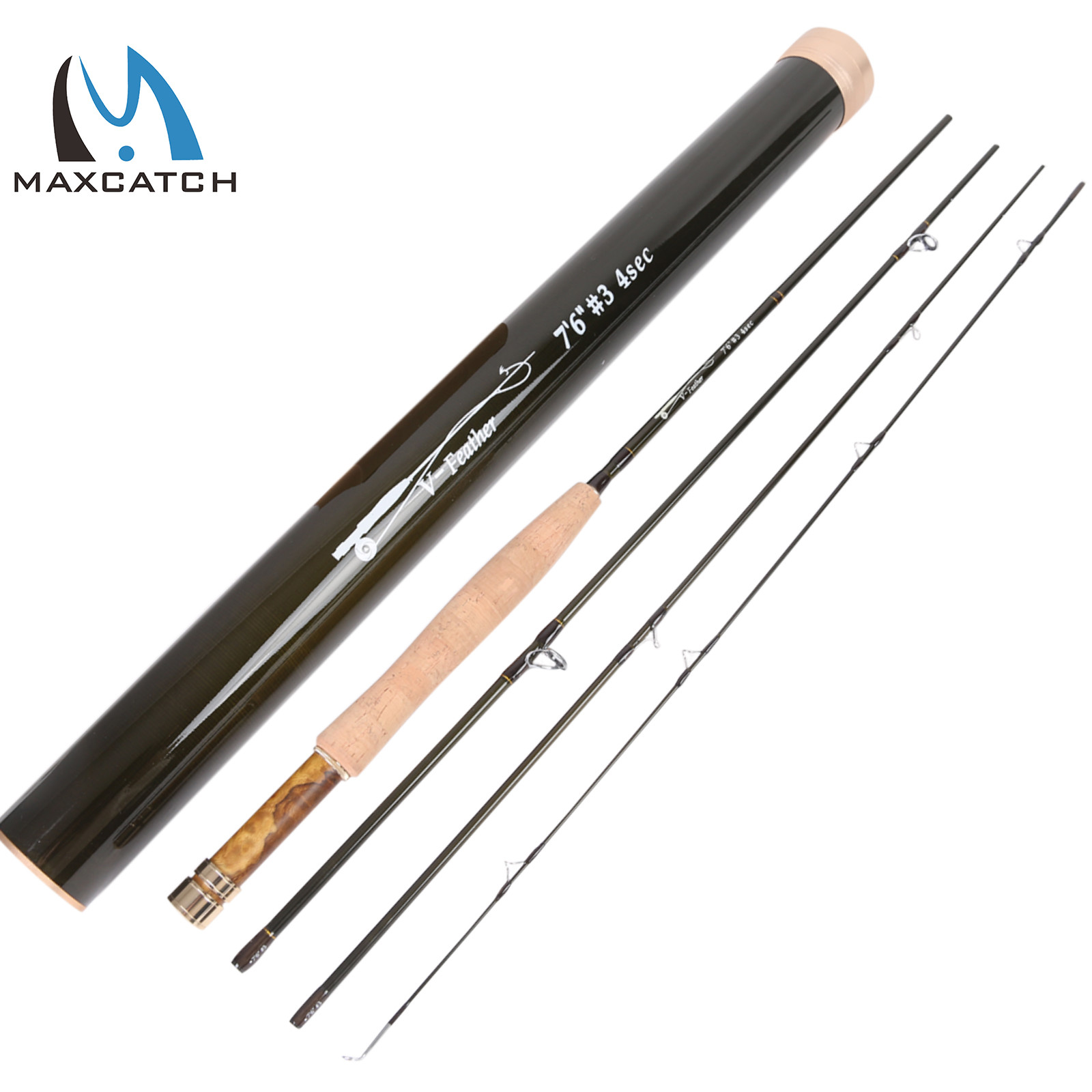 Maxcatch Fly Rod 1/2/3wt 6′ /6’6″/7’6″ 3/4 Piece Medium Fast with Carbon Tube