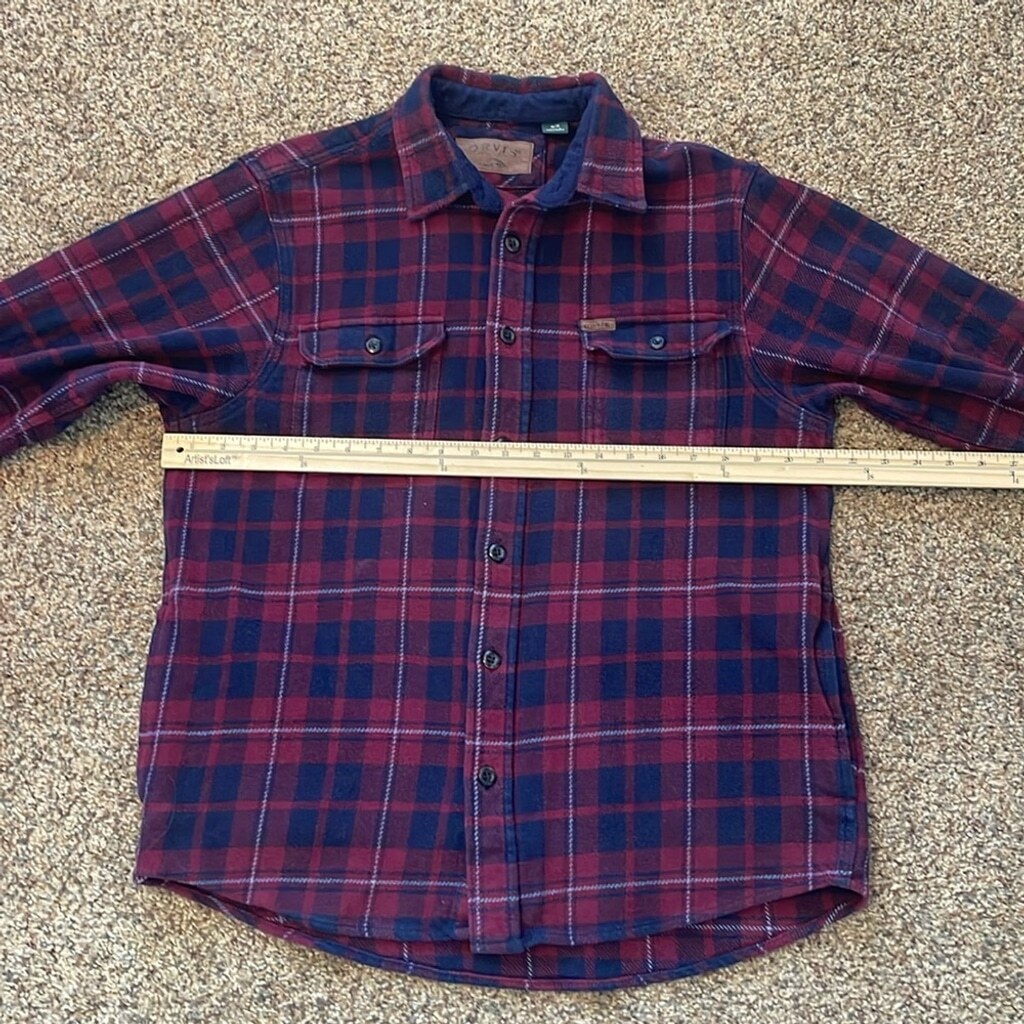 Orvis Men’s Big Bear Heavyweight Double Brushed Flannel Button Down Shirt Size M