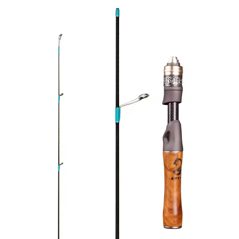 Ultralight Carbon Fiber Fishing Rod Fast Action Trout Lure Pole Wood Handle