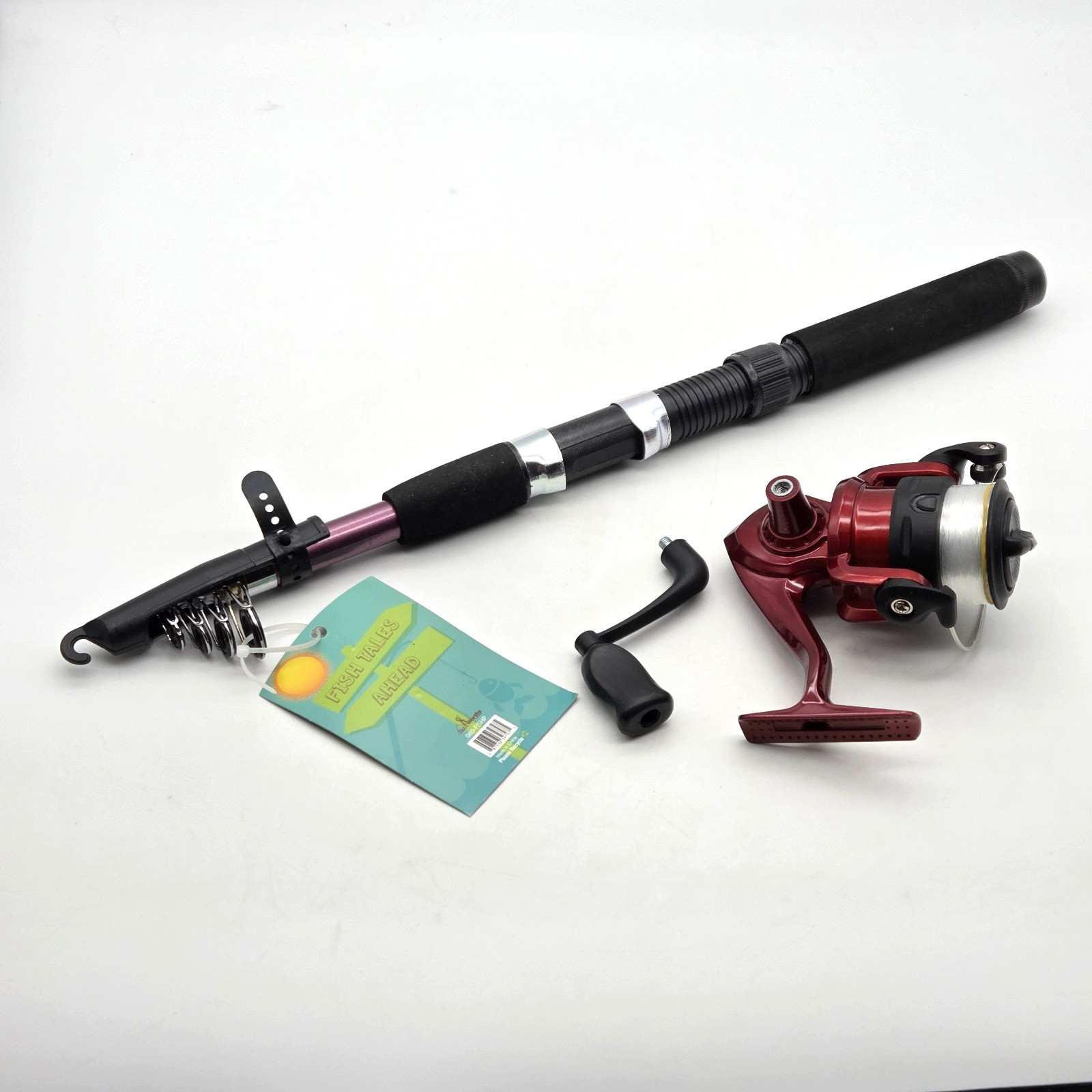 Trail Worthy Telescoping Fishing Rod & Reel Set Extends From 15″ to 6′ Red