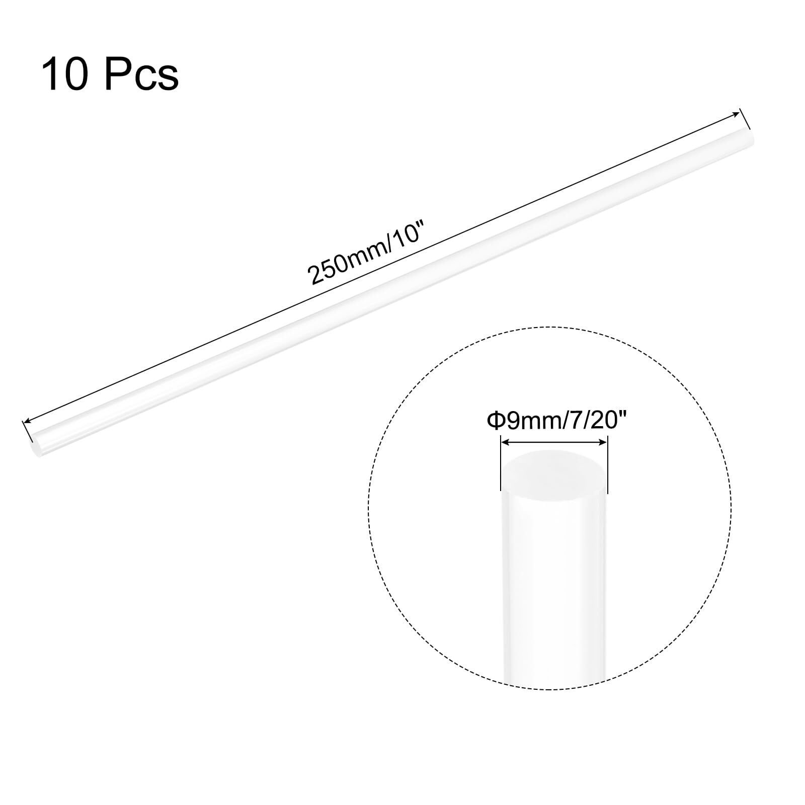 10pcs Acrylic Round Rods 23/64″ x 10″ Clear Acrylic Dowel Rods Sticks Plastic…