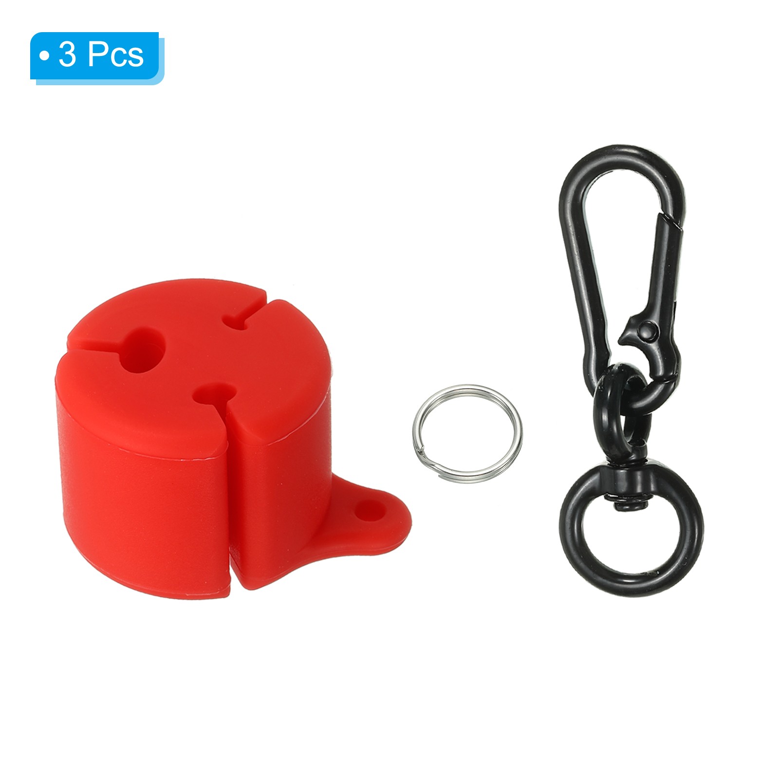 3Pcs Fishing Rod Clips Silicone Wearable Fishing Pole Holder with Buckle Red