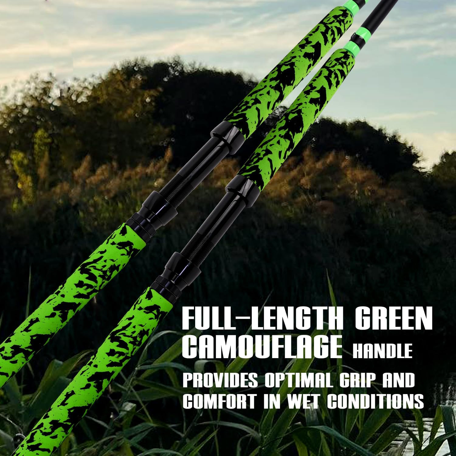 Catfish Fishing Rods 7’6″/8’6″/10’Green Catfish Rod 1 Piece/2 Piece Portable Tra