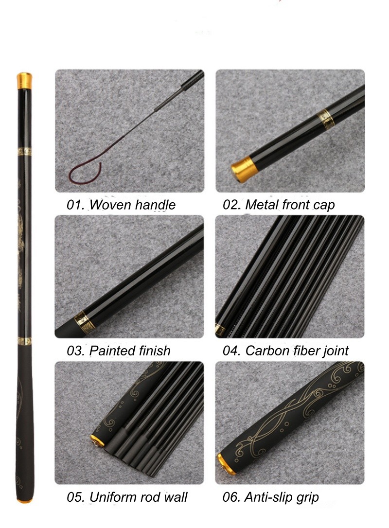 Carbon Fiber Fishing Rod Telescopic Fishing Rod Hard Pole Stream Freshwater Carp