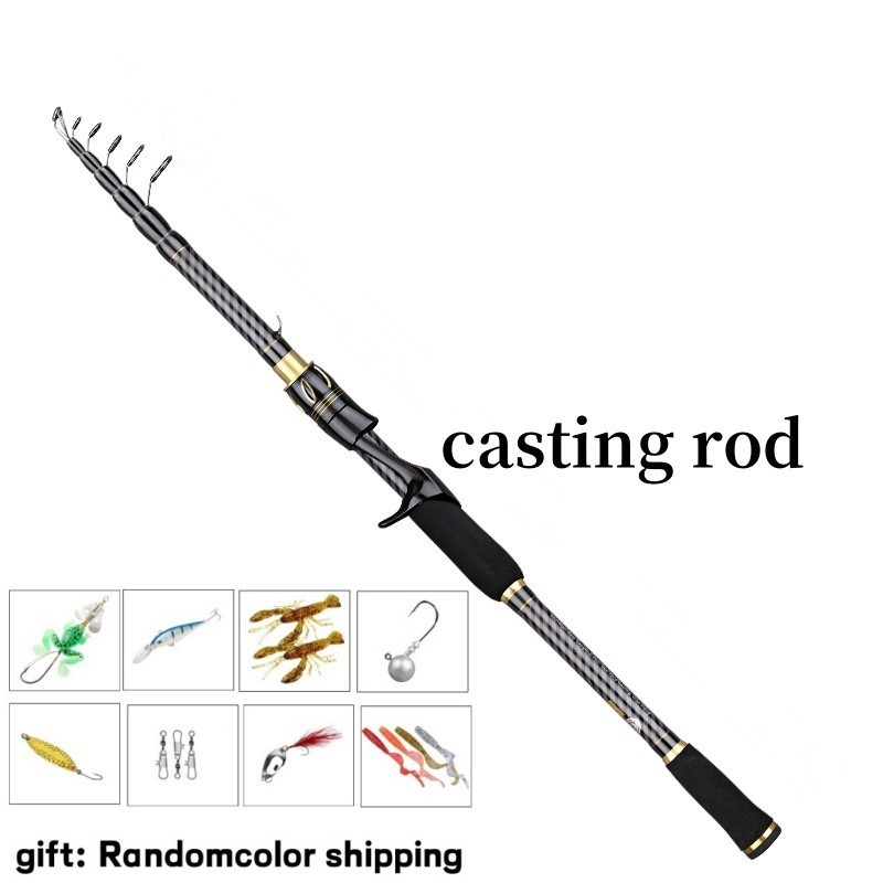 1.8m-3.6m Telescopic Fishing Rod Spinning Casting Rod Carbon Fiber Pole Portable