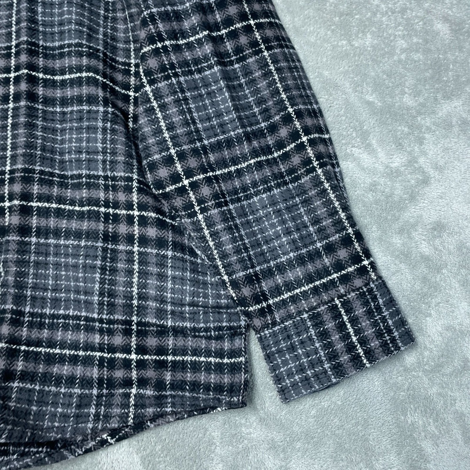 Orvis Men’s XXL Gray Plaid Button-Down Shirt Classic Fit Long Shacket e1759