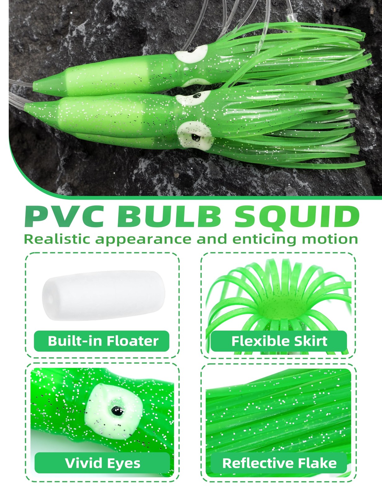 BLUEWING 36in Upgraded Fishing Spreader Bar Port Canyon with 6in Floating Squ…