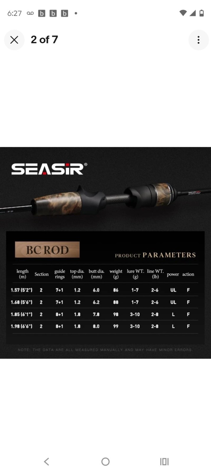 SEASIR Stream Fishing Rod, Ultralight 5’2″ Length Rod Bait Casting Rod 2pc