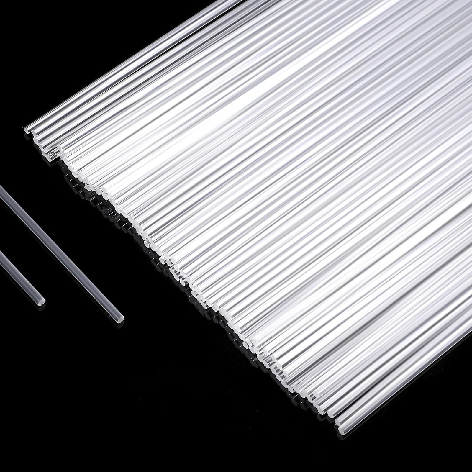 100 PCS Clear Acrylic Rods 8 Inch Transparent Plastic Sticks 2mm Diameter