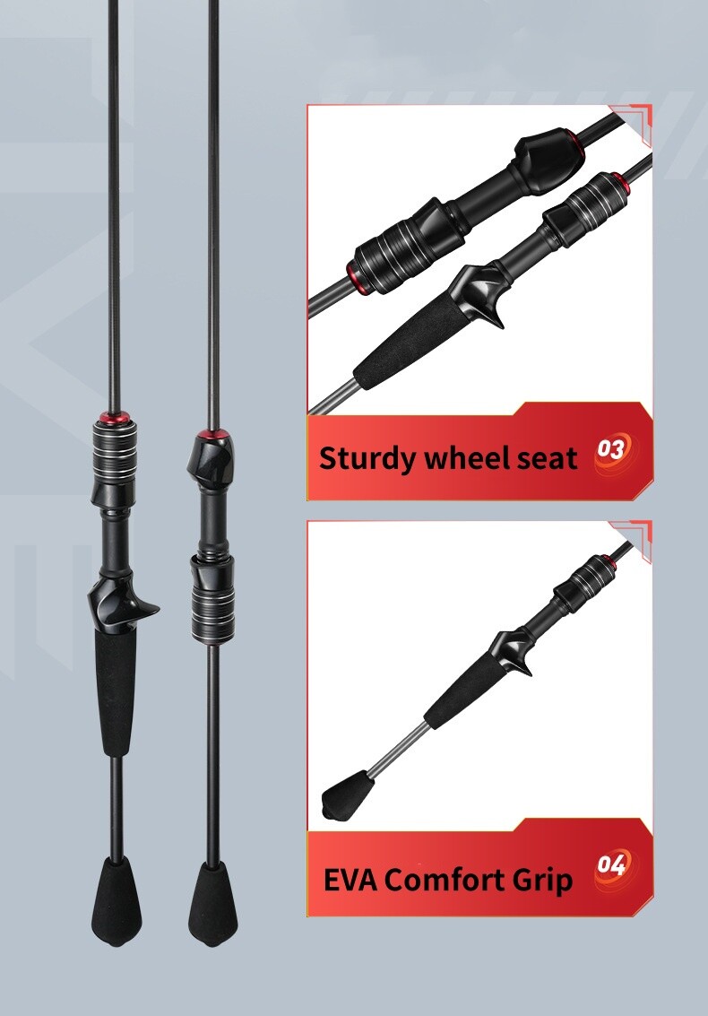 1.8M Carbon Fiber Fishing Rod Spinning Casting Poles Fast Travel Lure Rod 2 Tips