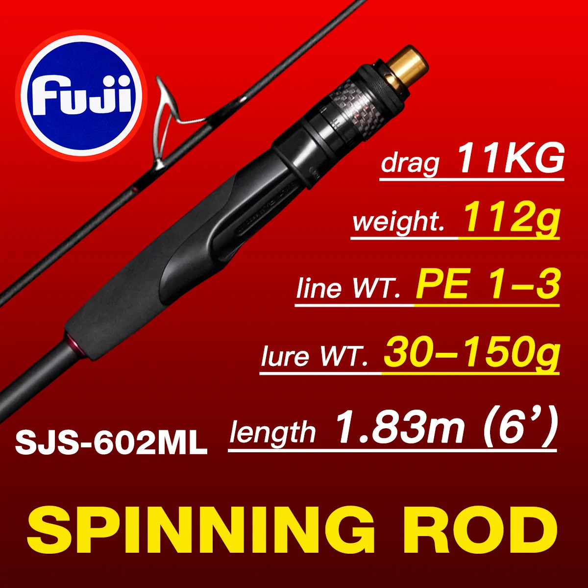 Jyghaul Slow Jigging Fishing Rod M/ML Drag Power 11KG FUJO Guide Rings FUJI Reel