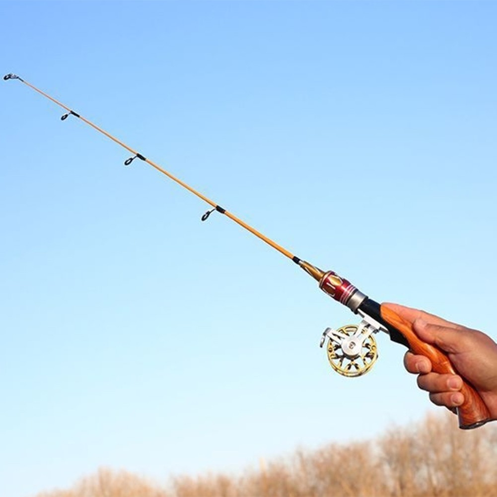 Solid Ice Fishing Rod Two Sections 50 60 70cm Fiberglass Fishing Pole