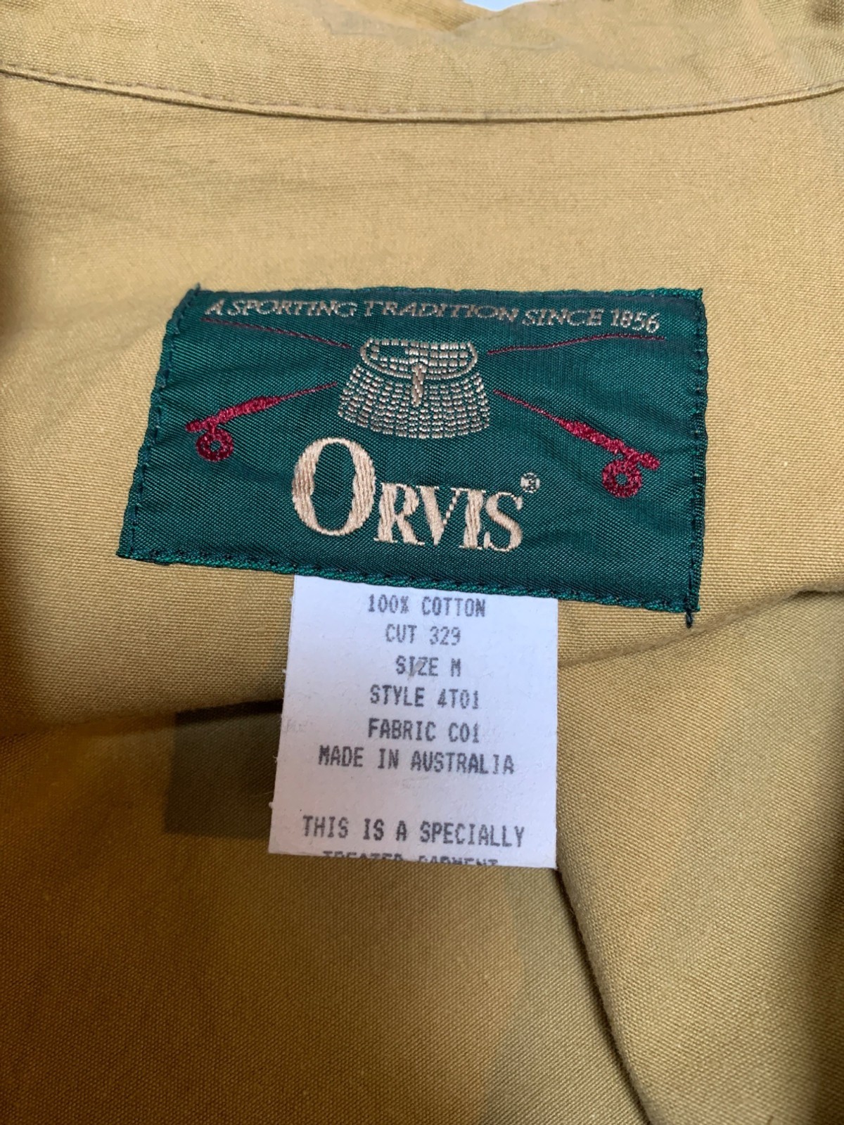 Orvis Mens Khaki & Olive Shooting Jacket L 100% Cotton