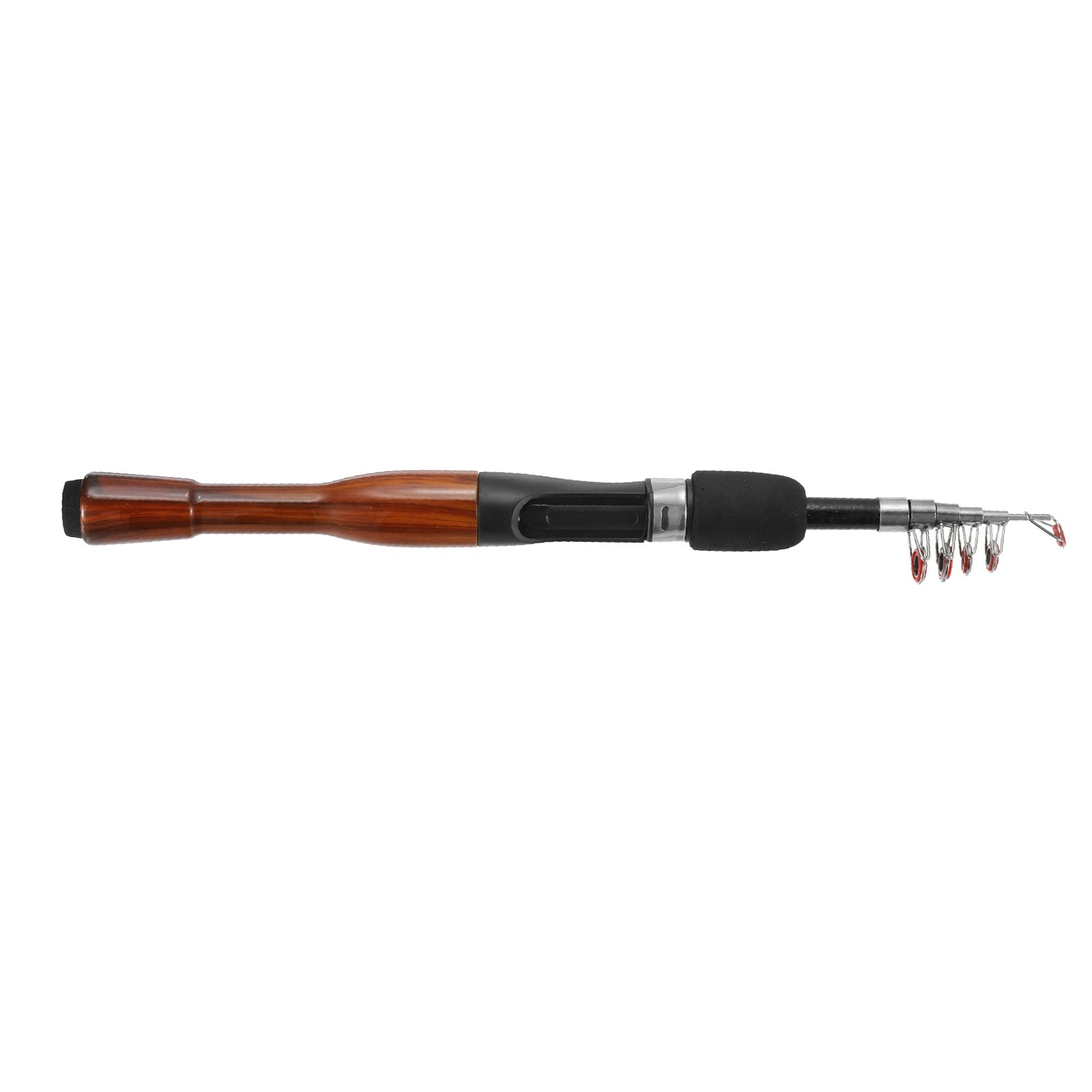 1.3 m Black & Wood Telescopic Fishing Rod Carbon Fiber Fishing Pole for Travel