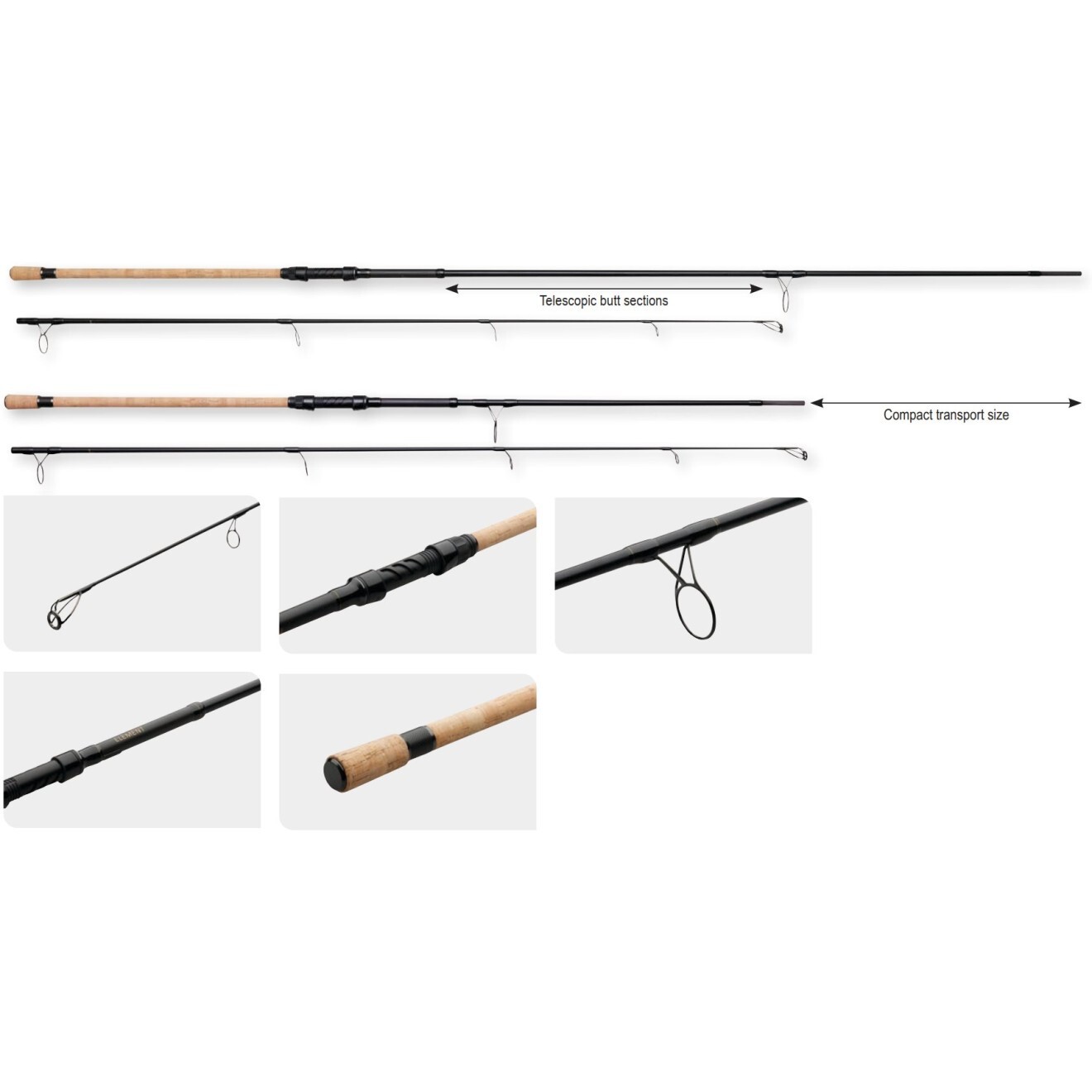 Prologic C2 Element Compact Carp Fishing Rod Carbon Retractable Handle
