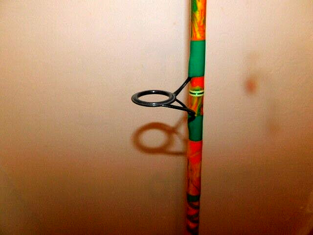 CUSTOM SPINNING ROD 7 FT40-80 LB TROPICAL ORANGE,GREEN YELLOW MARBLE NEW