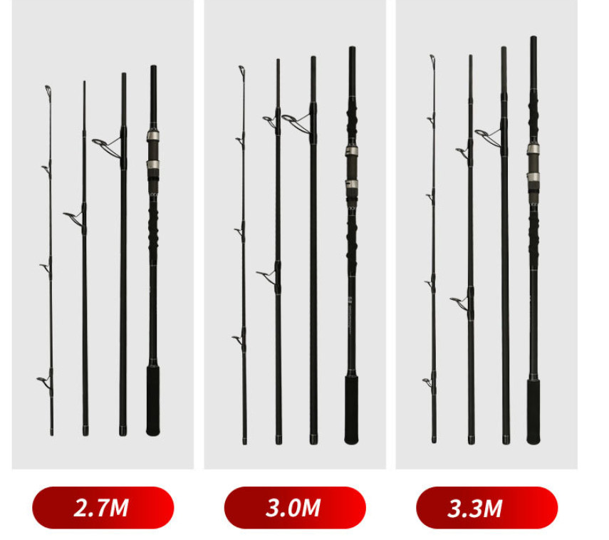 Boat Fishing Rod 2.7M/3M/3.3M Carbon Fiber Spinning Casting Rod 4 Sections Rods