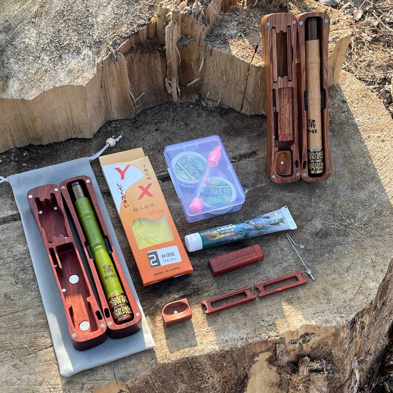 Ultralight Tenkara Rod Wooden Storage Box Portable Short Section Travel Kit