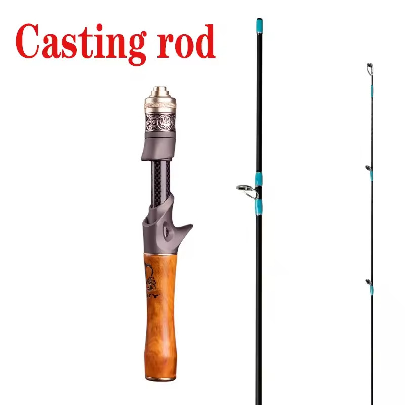 Ultralight Carbon Fiber Fishing Rod Fast Action Trout Lure Pole Wood Handle