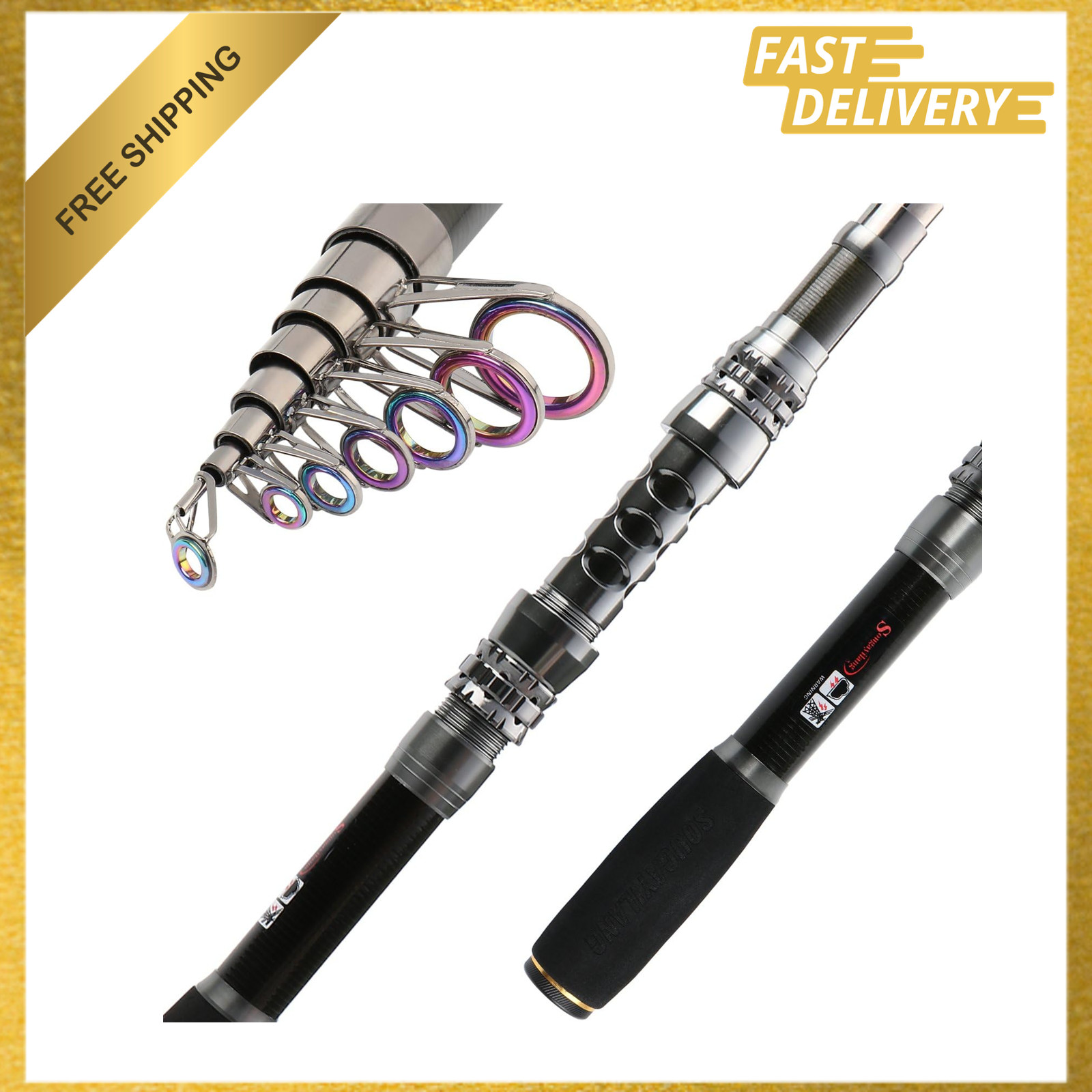Fishing Rod Reel Combo, Telescopic Fishing Pole, Spinning Reel, Saltwater