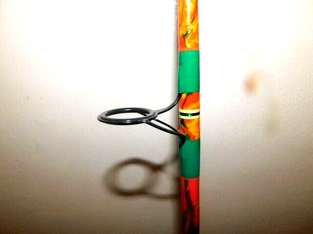 CUSTOM SPINNING ROD 7 FT40-80 LB TROPICAL ORANGE,GREEN YELLOW MARBLE NEW
