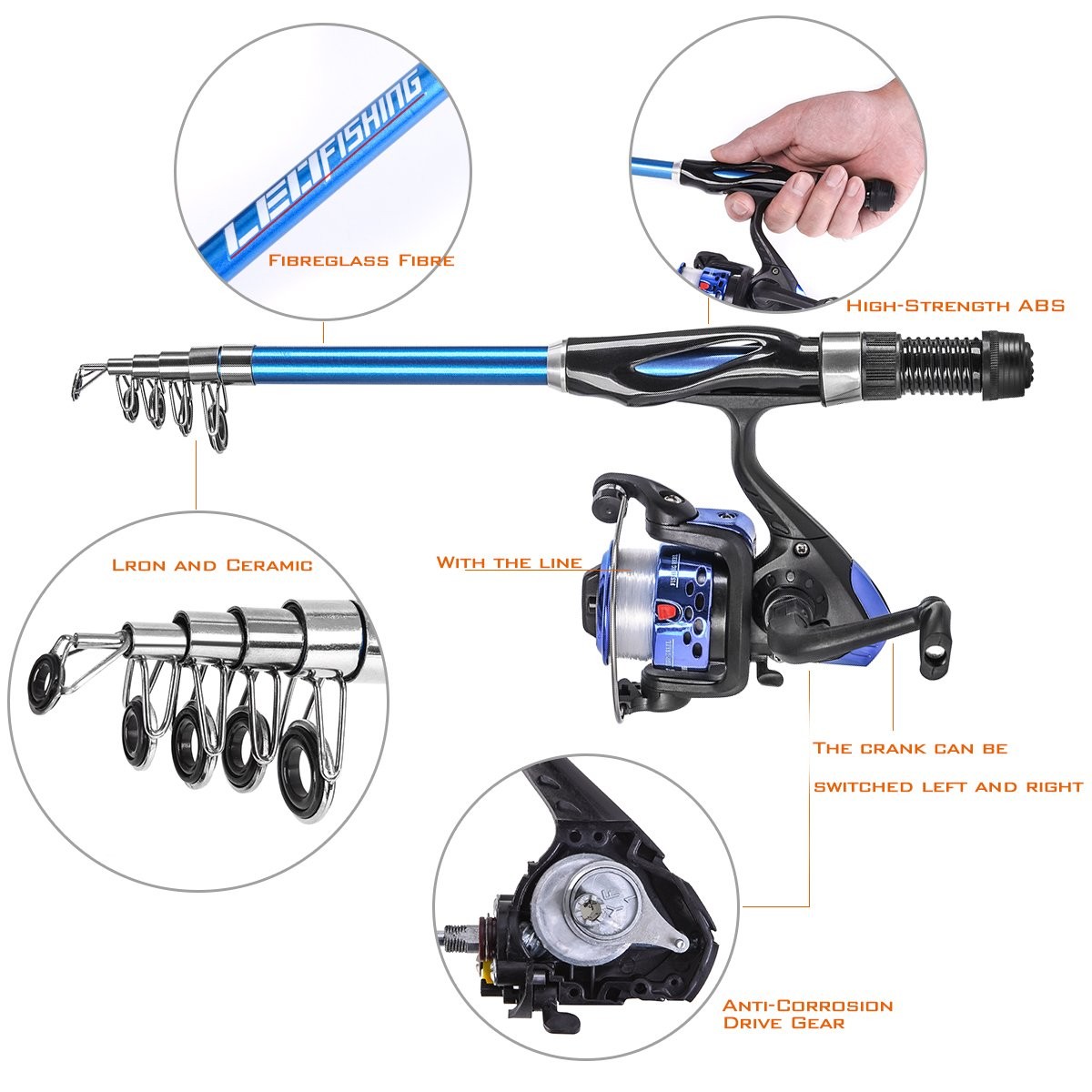 Leo Light Weight Kids Fishing Pole Telescopic Fishing Rod And Reel Combos Full
