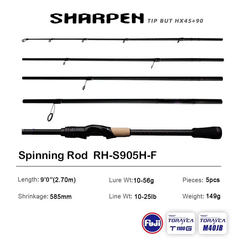PURELURE SHARPEN Fishing Rod Carbon Spinning Casting FUJI Components Bass Pike