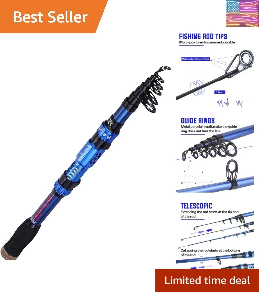 Telescopic Fishing Rod – 24 Ton Carbon Fiber,CNC Machined Reel Seat, Comforta../