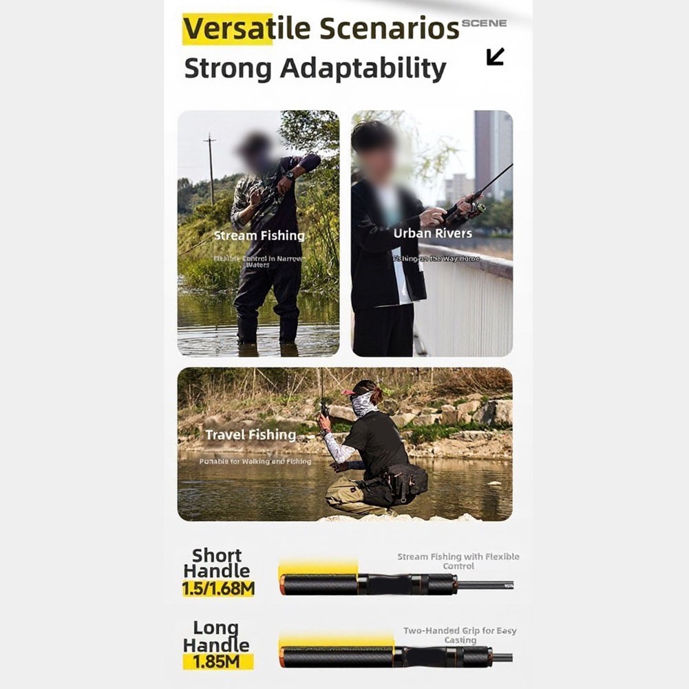 UL Light Butterfly Telescopic Rod 1.5m 1.68m Carbon Fiber 86.6g to 91g
