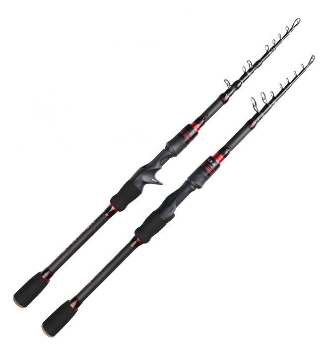 Telescopic Fishing Rod 7′ Baitcast Lure Rod Carbon Fiber Spinning Casting Travel