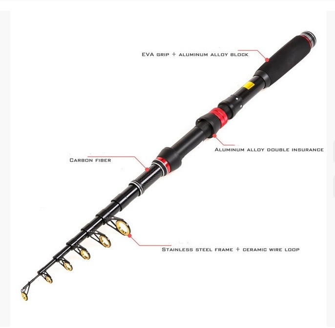 Fishing Rod Travel Rod Spinning Carbon Fiber Fishing Rod Multisection 1.8M-3.0M