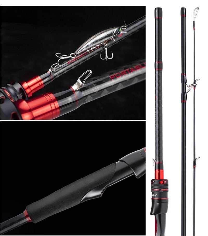 1.8M 2.1M 2.4M Fishing Rod 3 Section Poles Carbon Fiber Spinning/Casting Rods