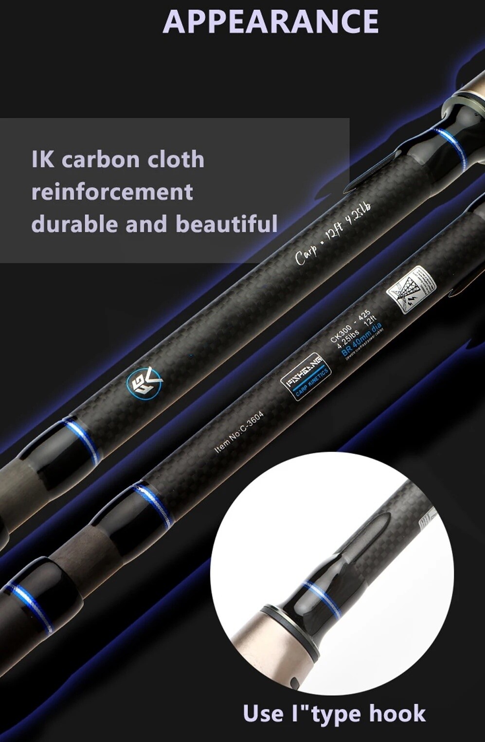 High Carbon Carp Fishing Rod 3.6m 3.9m 4.2m 4/5/6 Section Rods Boat Spinning Rod