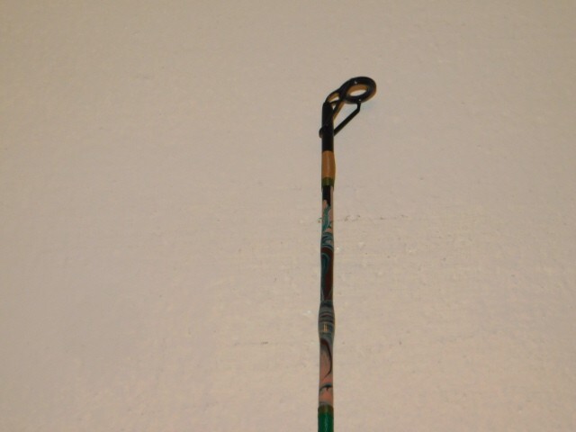 CUSTOM SPINNING ROD OLIVE GREEN TAN BROWN CAMOFLAUGE MARBLE 10-25 LB 7′ NEW